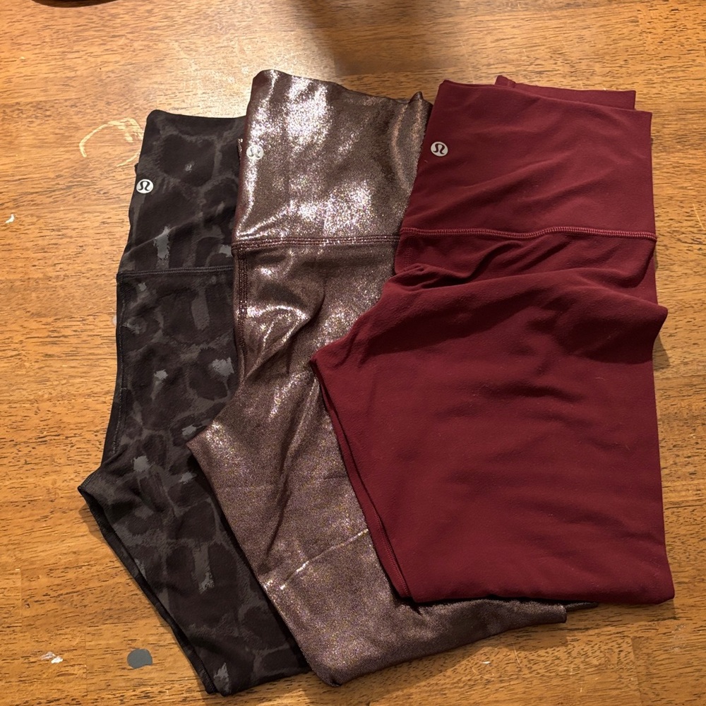 Lululemon Align HR Leggings Set - Black, Metallic, Burgundy